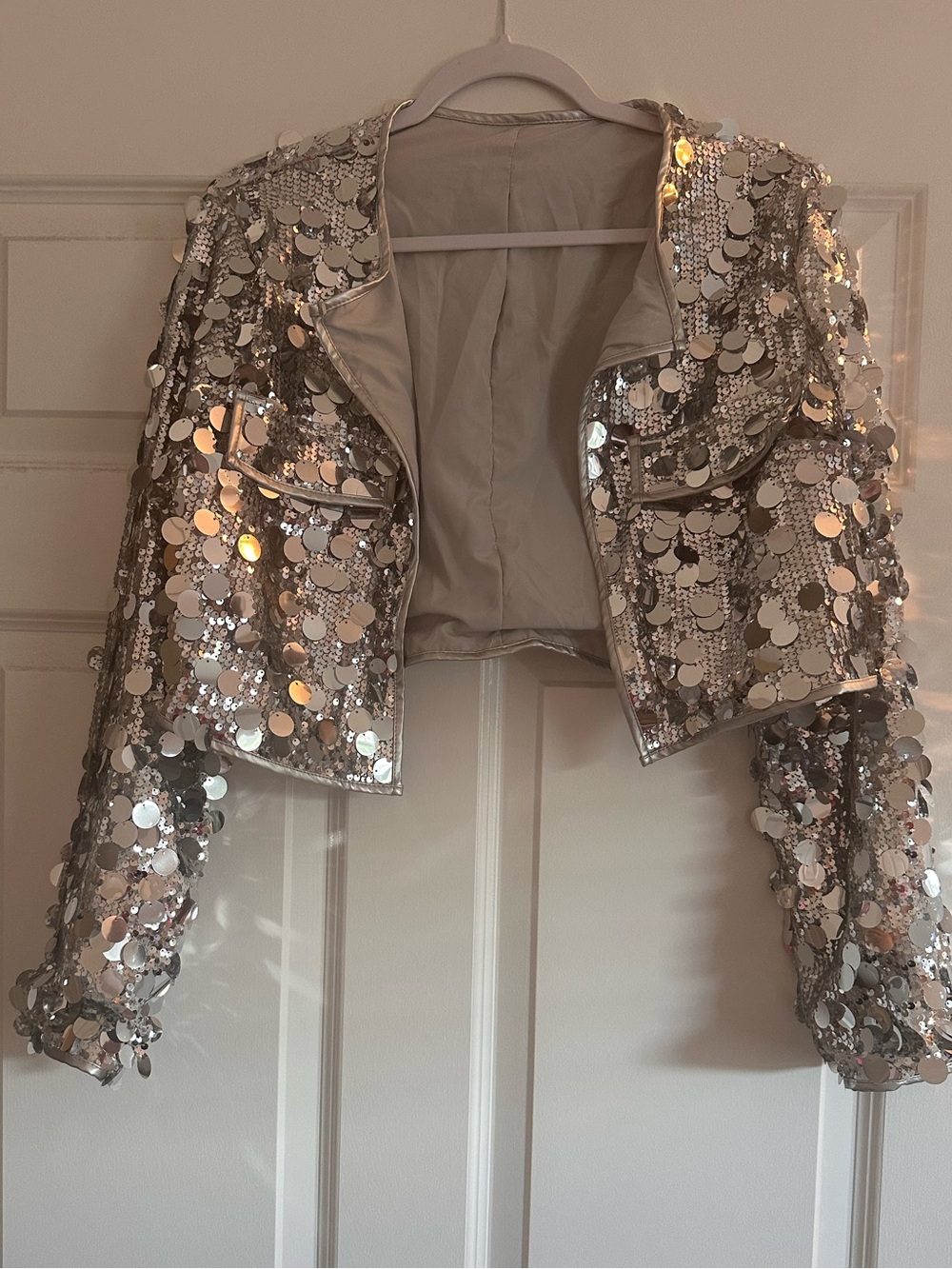 Silver Sequin Cropped Jacket - Shein NWOT